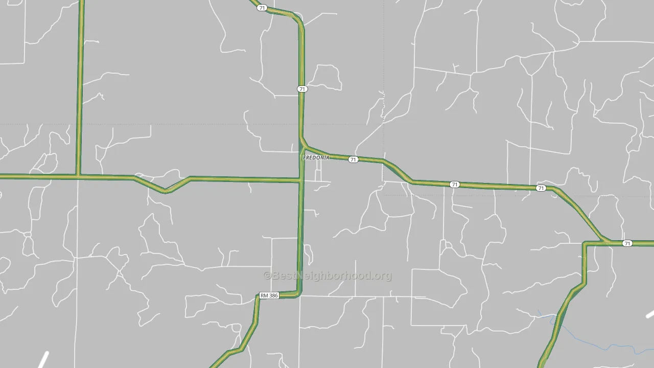 Fredonia, TX Map of Noise Levels in Fredonia
