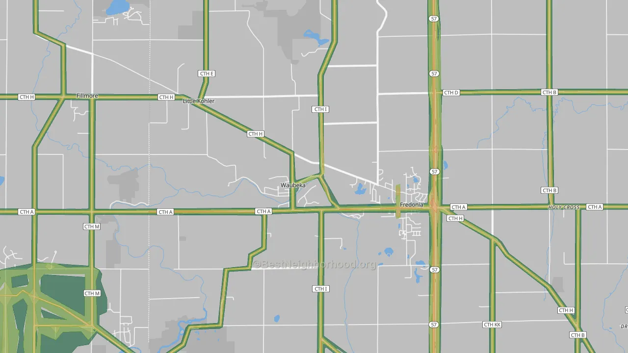 Fredonia, WI Map of Noise Levels in Fredonia