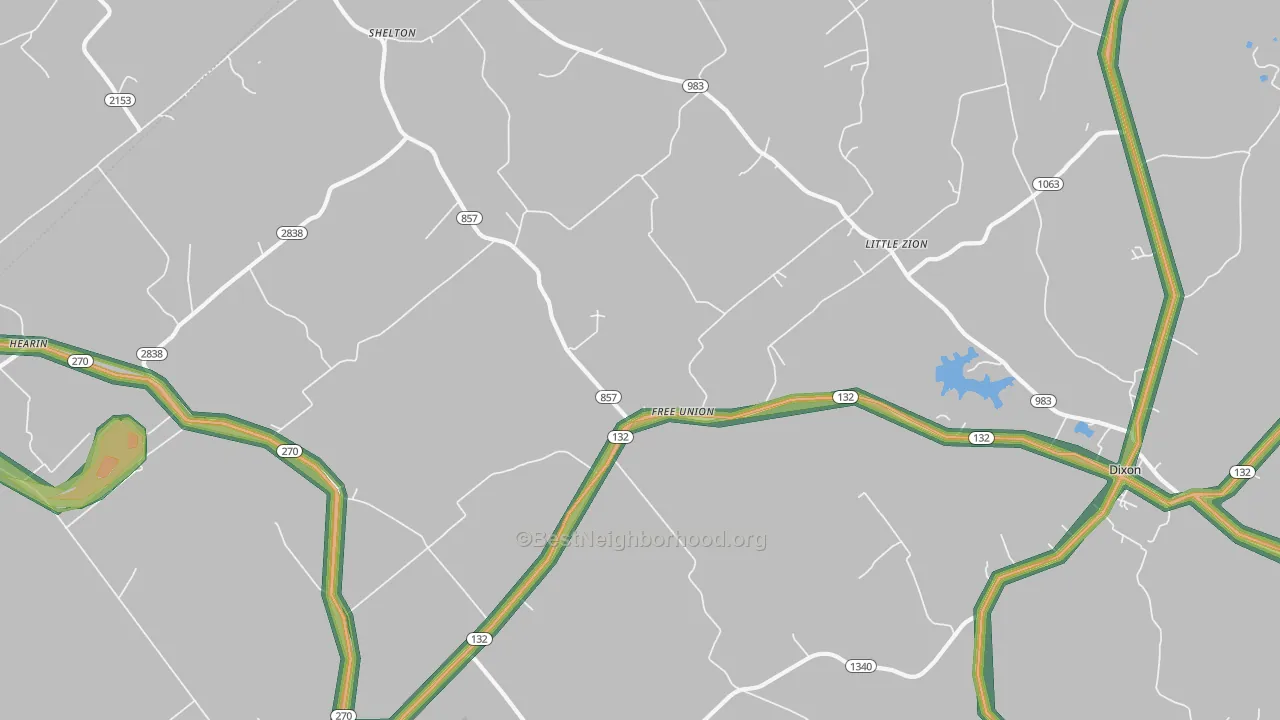 Free Union, KY Map of Noise Levels in Free Union
