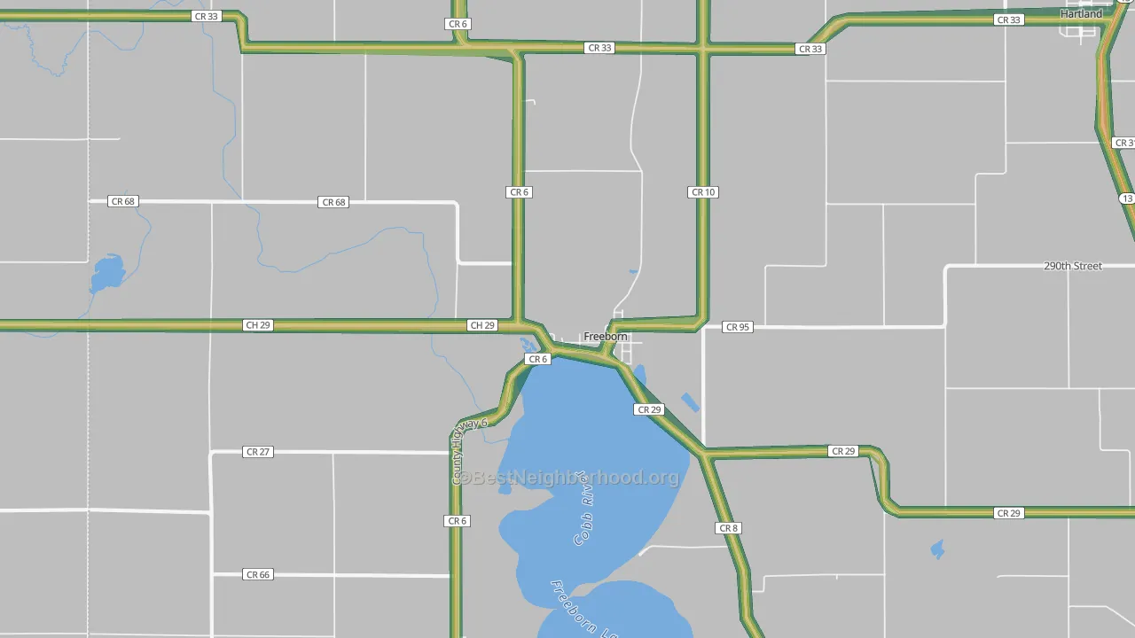Freeborn, MN Map of Noise Levels in Freeborn