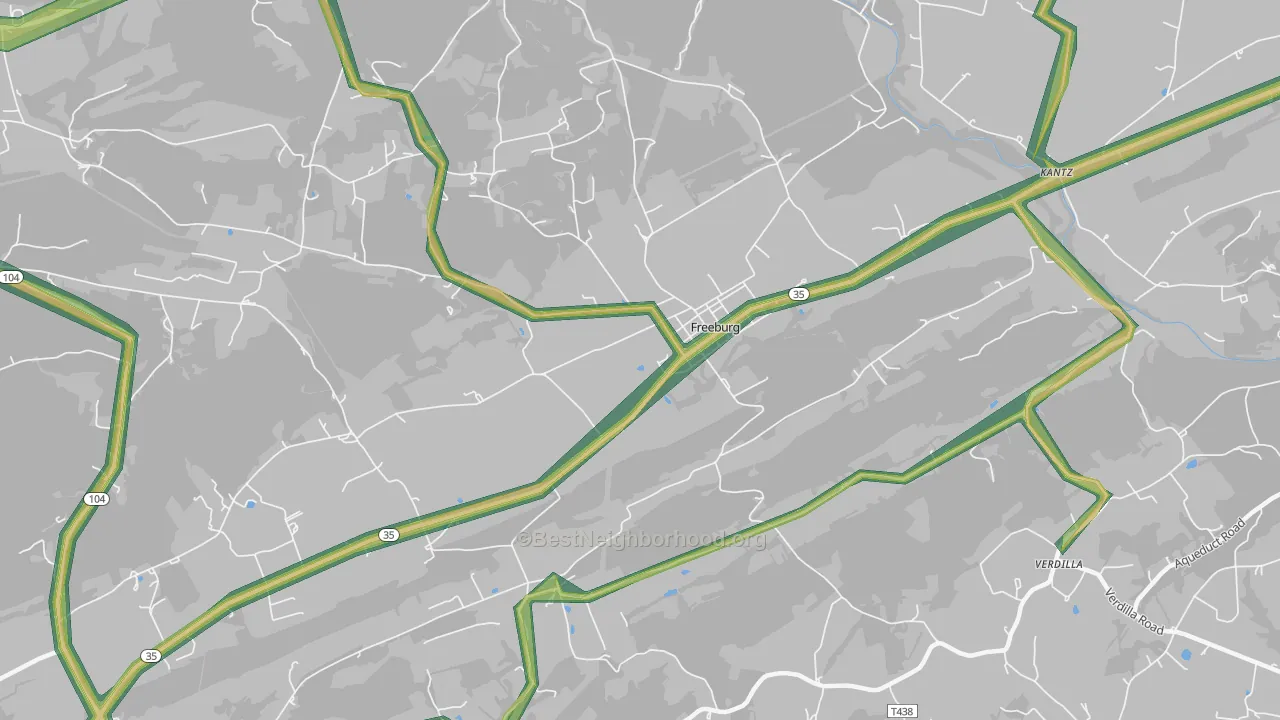 Freeburg, PA Map of Noise Levels in Freeburg
