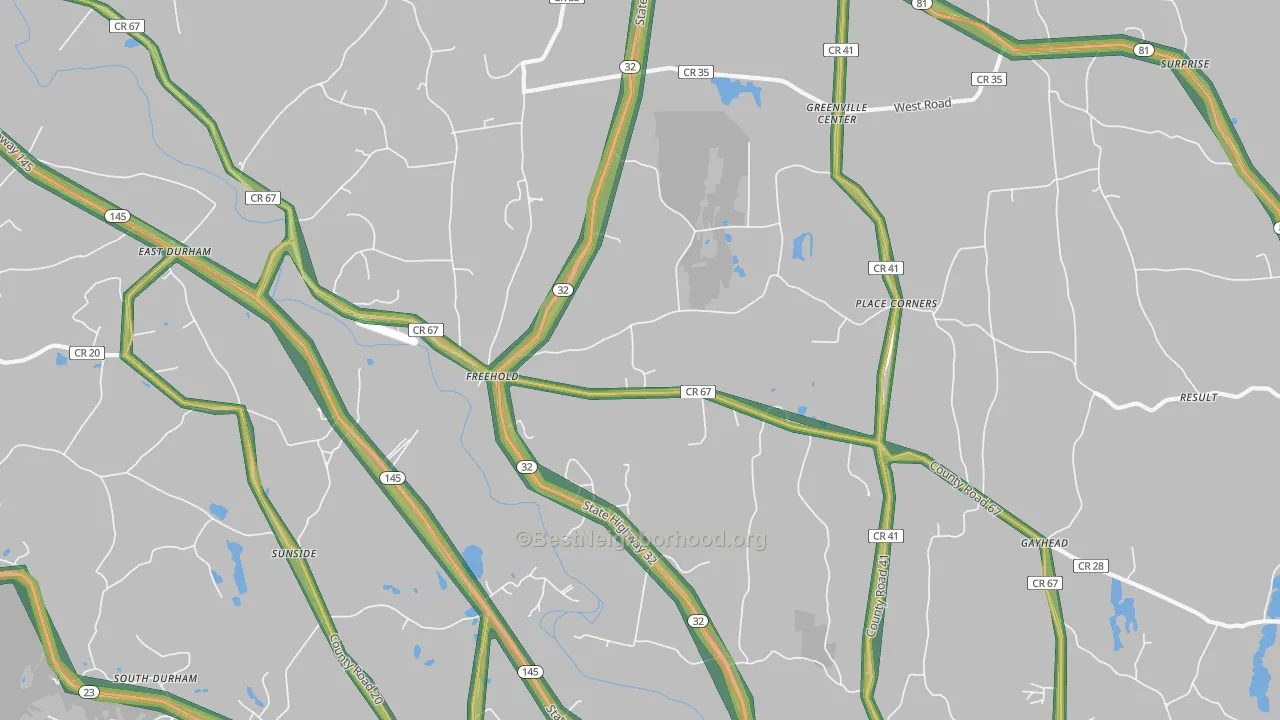 Freehold, NY Map of Noise Levels in Freehold