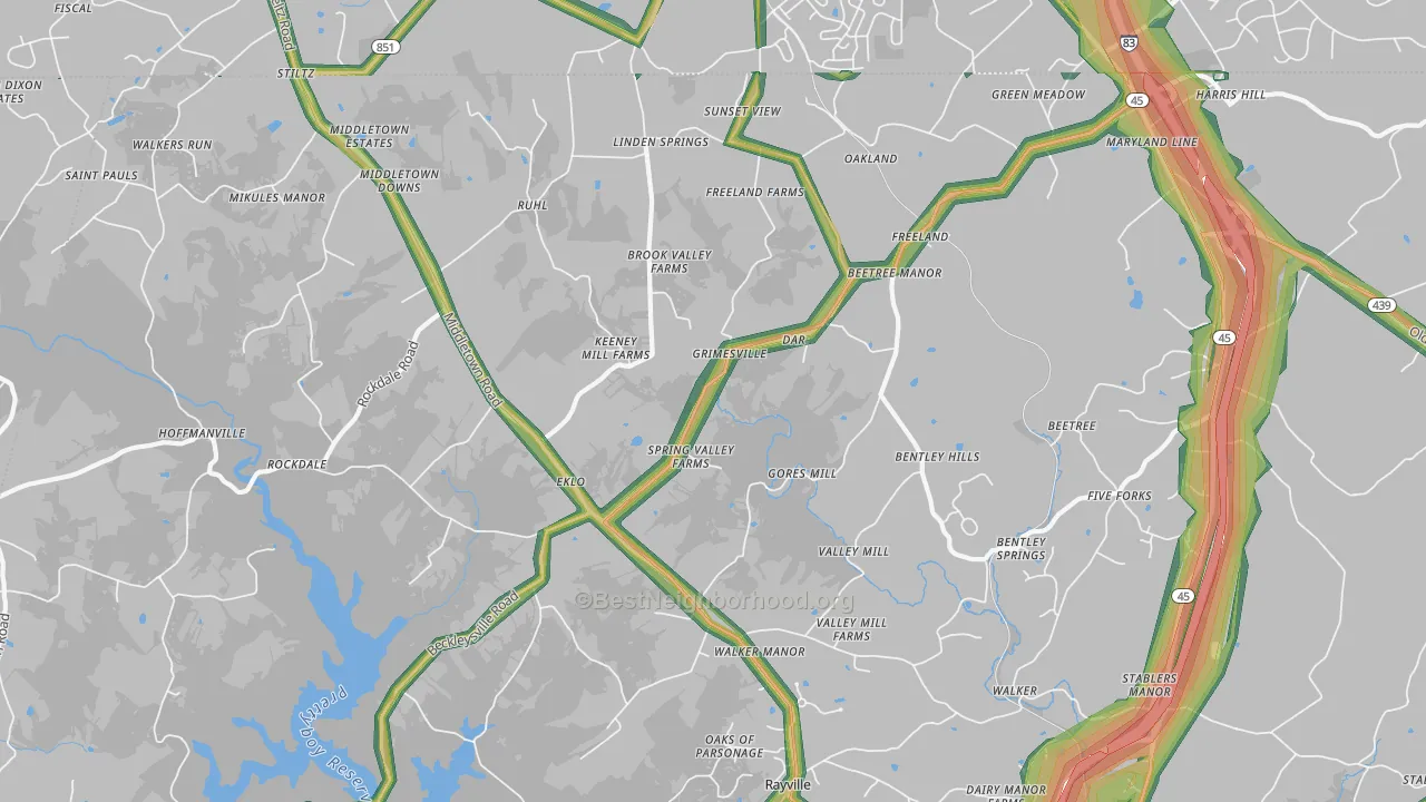 Freeland, MD Map of Noise Levels in Freeland