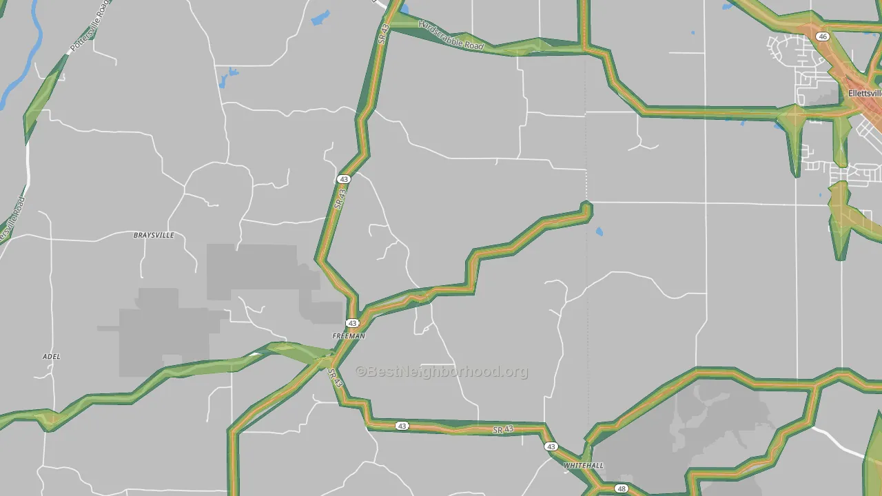 Freeman, IN Map of Noise Levels in Freeman