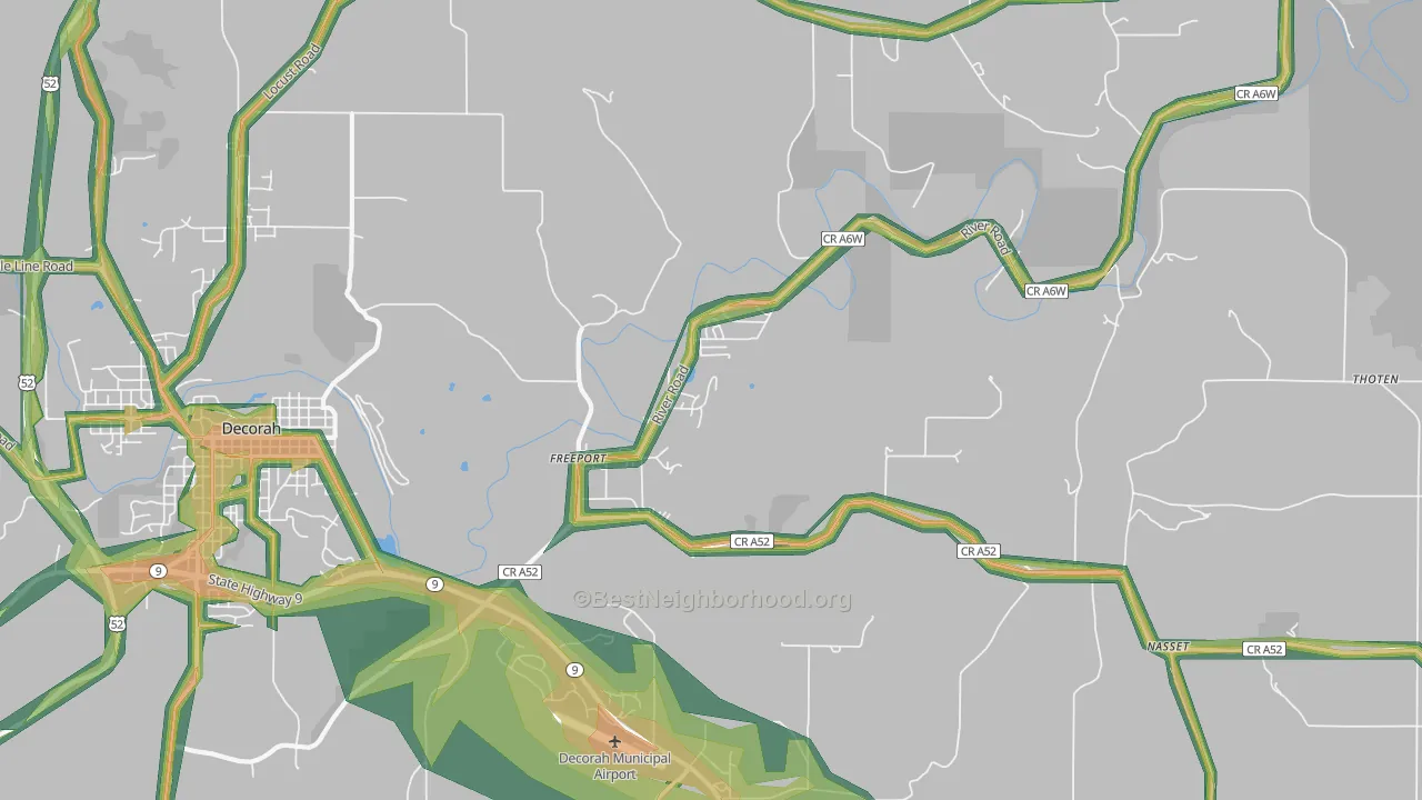 Freeport, IA Map of Noise Levels in Freeport
