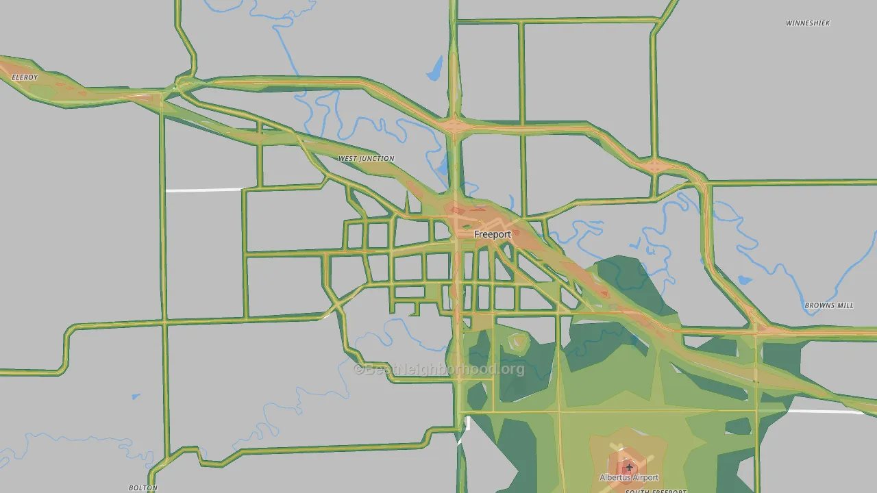Freeport, IL Map of Noise Levels in Freeport
