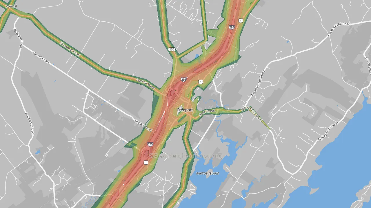 Freeport, ME Map of Noise Levels in Freeport