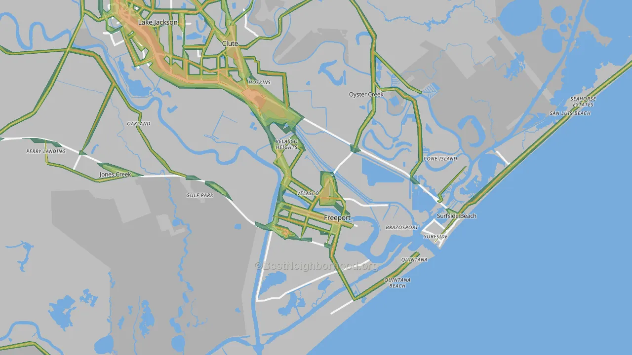 Freeport, TX Map of Noise Levels in Freeport
