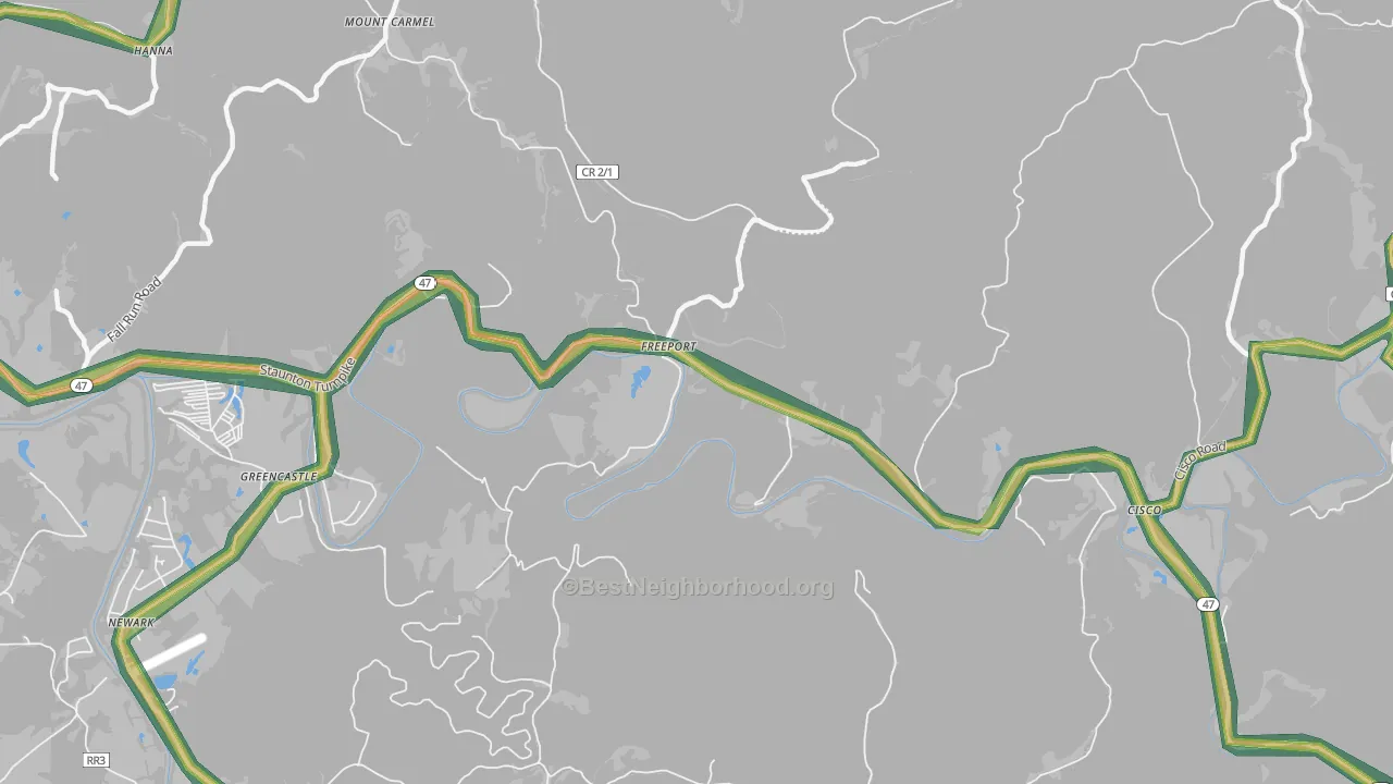 Freeport, WV Map of Noise Levels in Freeport
