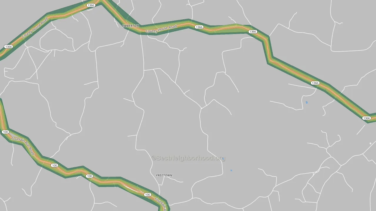 Freetown, KY Map of Noise Levels in Freetown