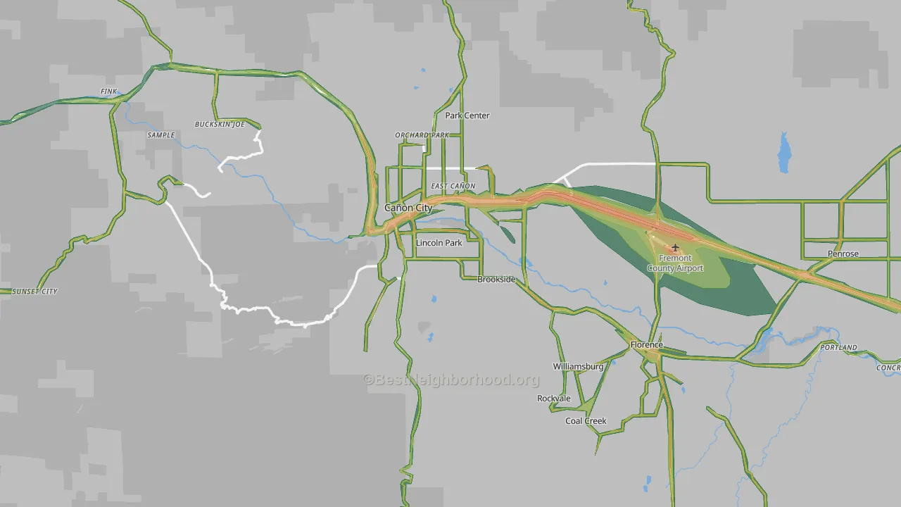 Fremont County, CO Map of Noise Levels in Fremont County