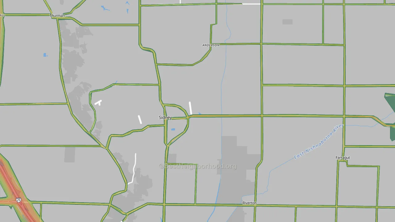 Fremont County, IA Map of Noise Levels in Fremont County