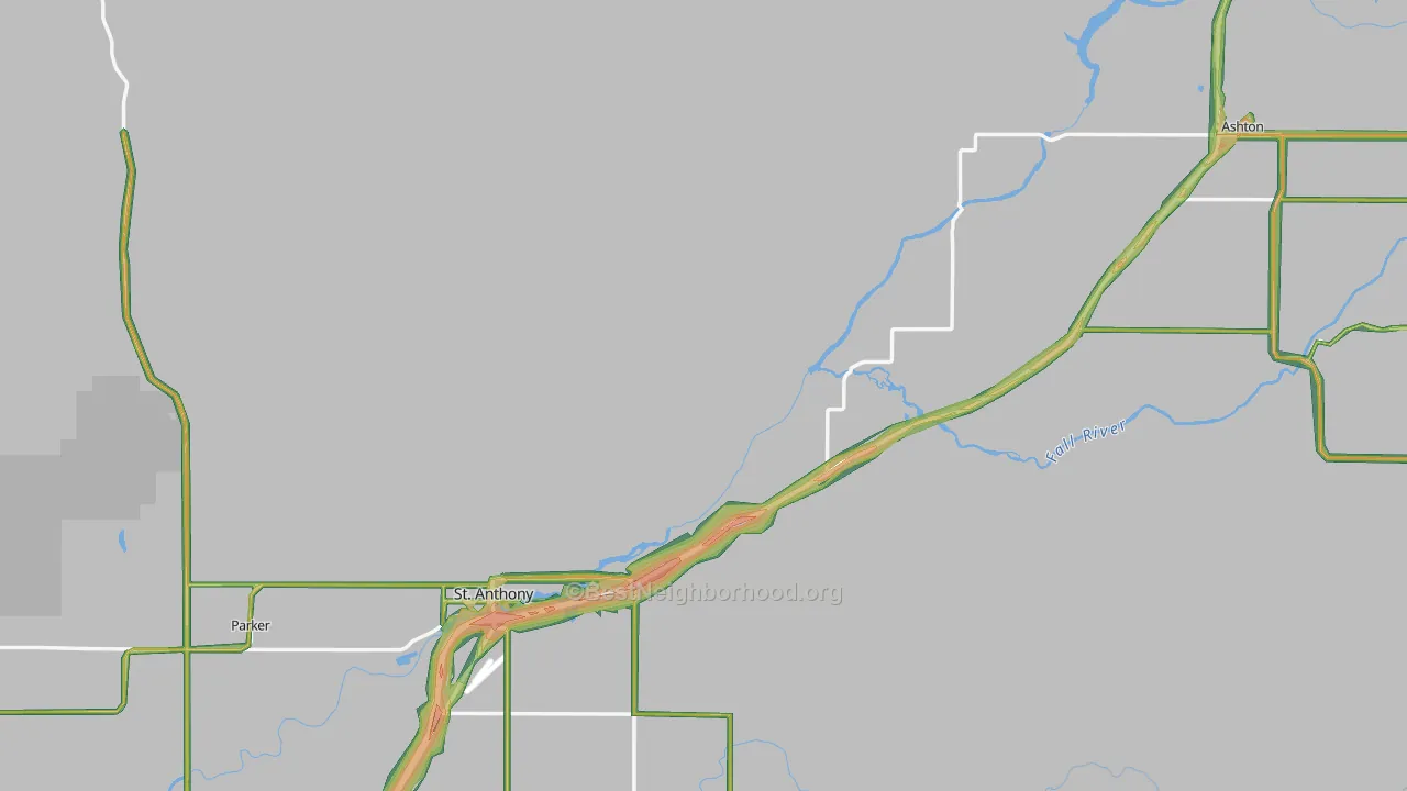 Fremont County, ID Map of Noise Levels in Fremont County