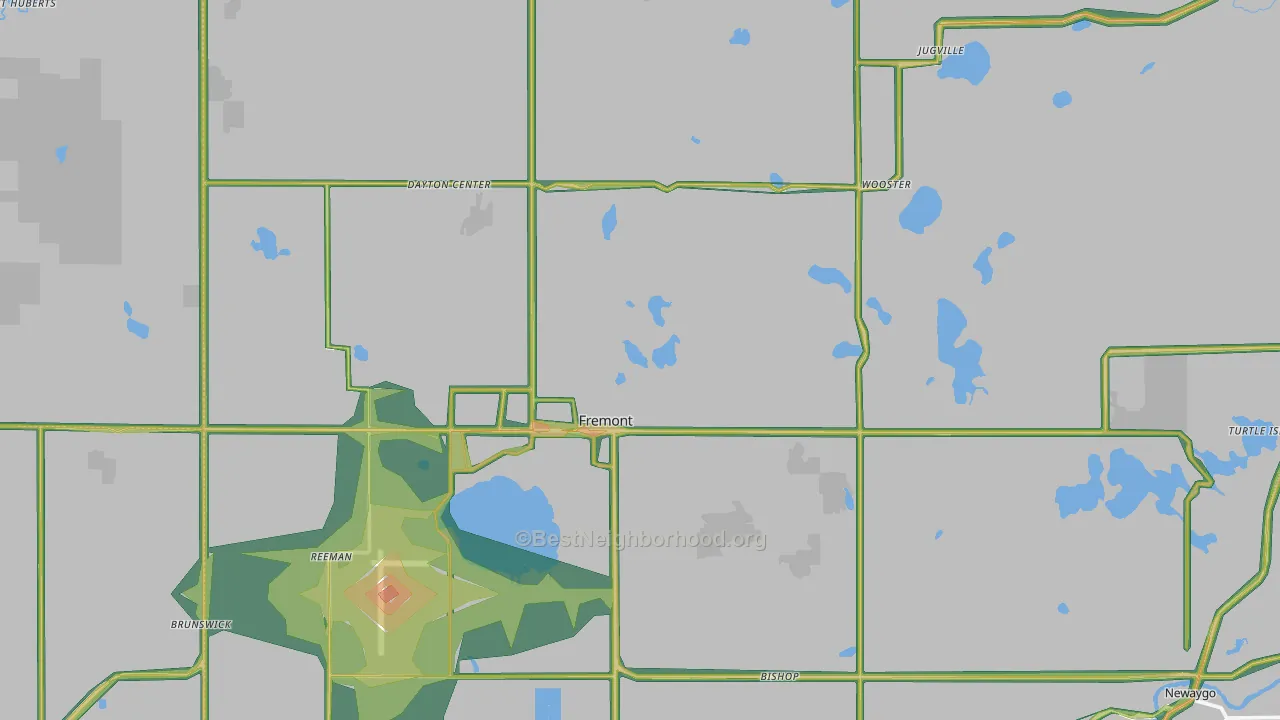 Fremont, MI Map of Noise Levels in Fremont