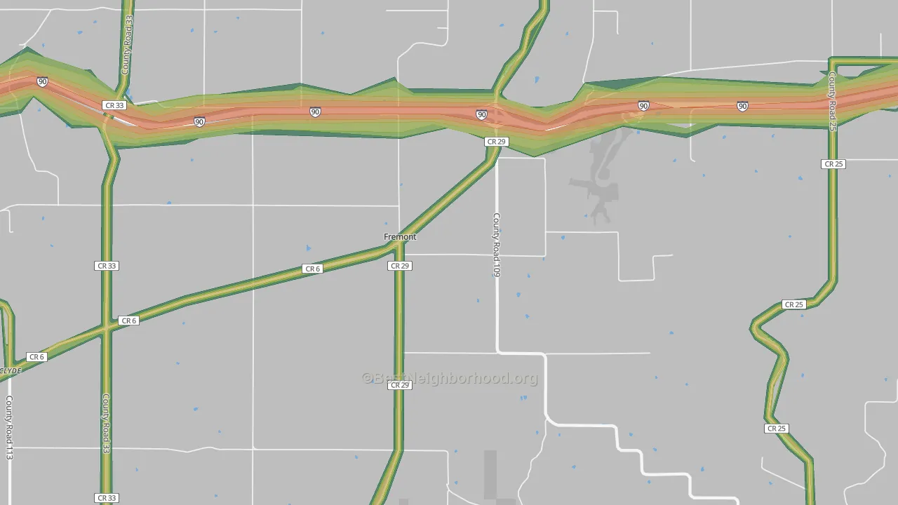 Fremont, MN Map of Noise Levels in Fremont