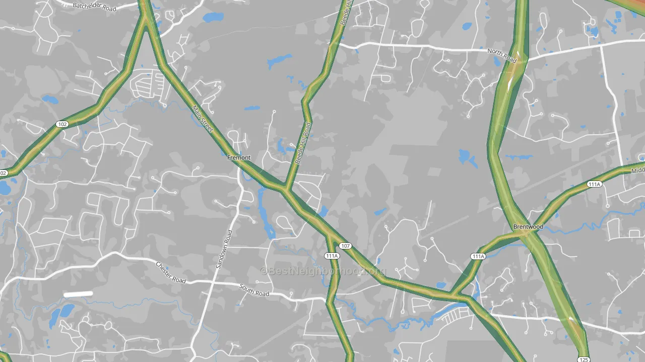 Fremont, NH Map of Noise Levels in Fremont