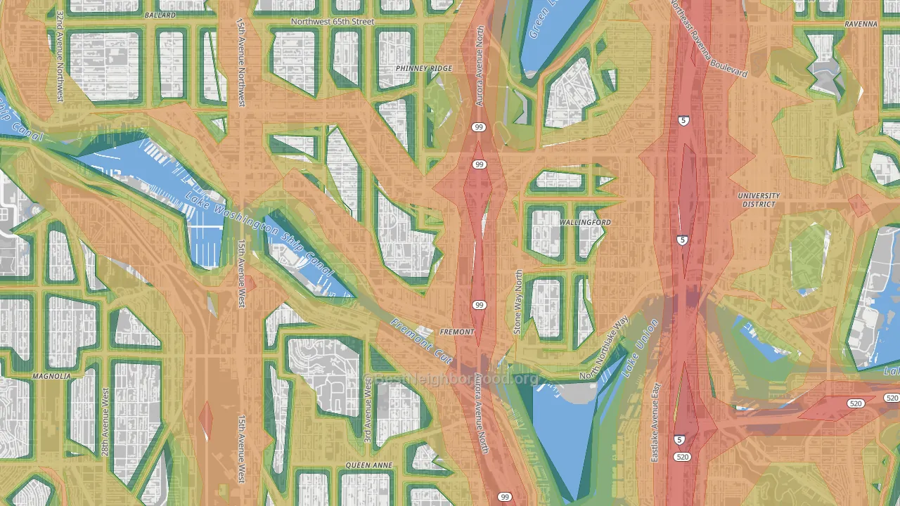 Fremont, Seattle, WA Map of Noise Levels in Fremont