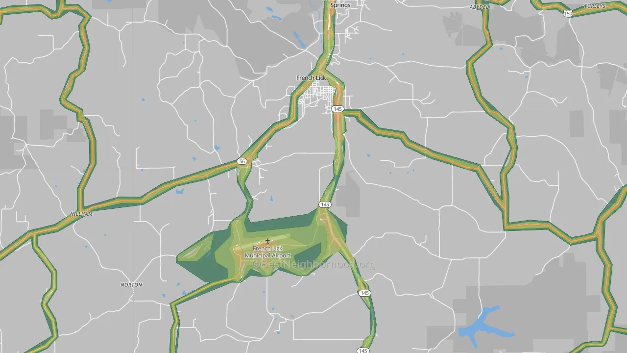 French Lick, IN Map of Noise Levels in French Lick