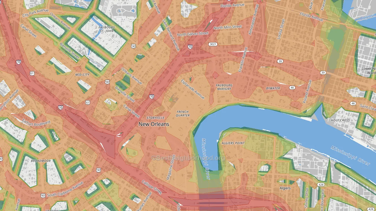 French Quarter, New Orleans, LA Map of Noise Levels in French Quarter