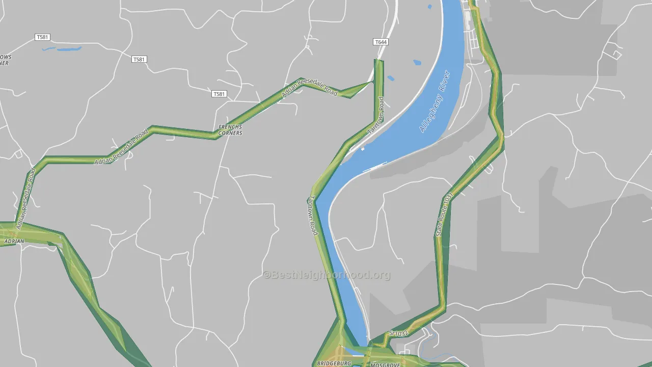 Frenchs Corners, PA Map of Noise Levels in Frenchs Corners
