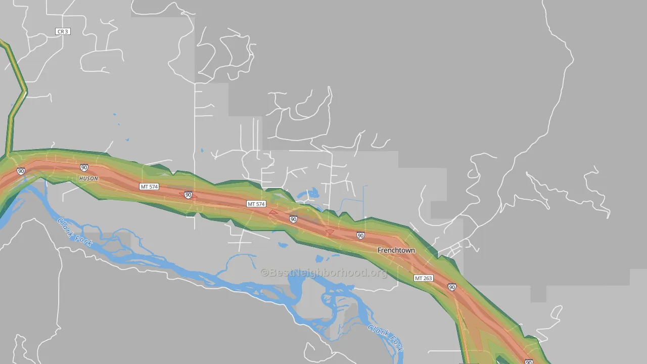 Frenchtown, MT Map of Noise Levels in Frenchtown