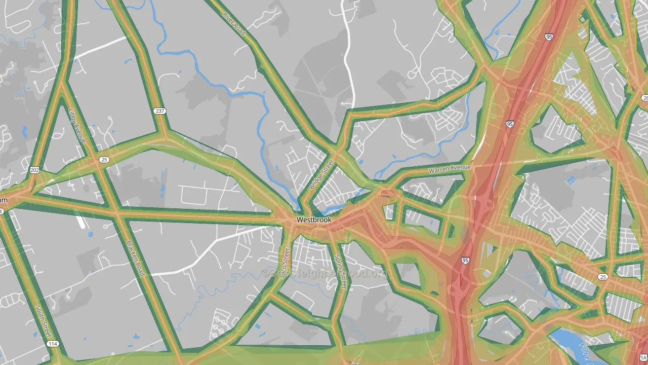 Frenchtown, Westbrook, ME Map of Noise Levels in Frenchtown
