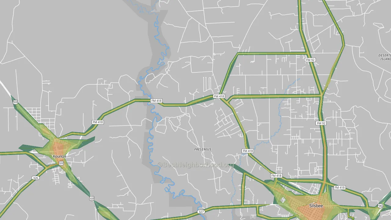 Fresenius, TX Map of Noise Levels in Fresenius