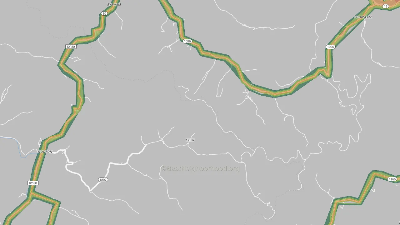 Frew, KY Map of Noise Levels in Frew