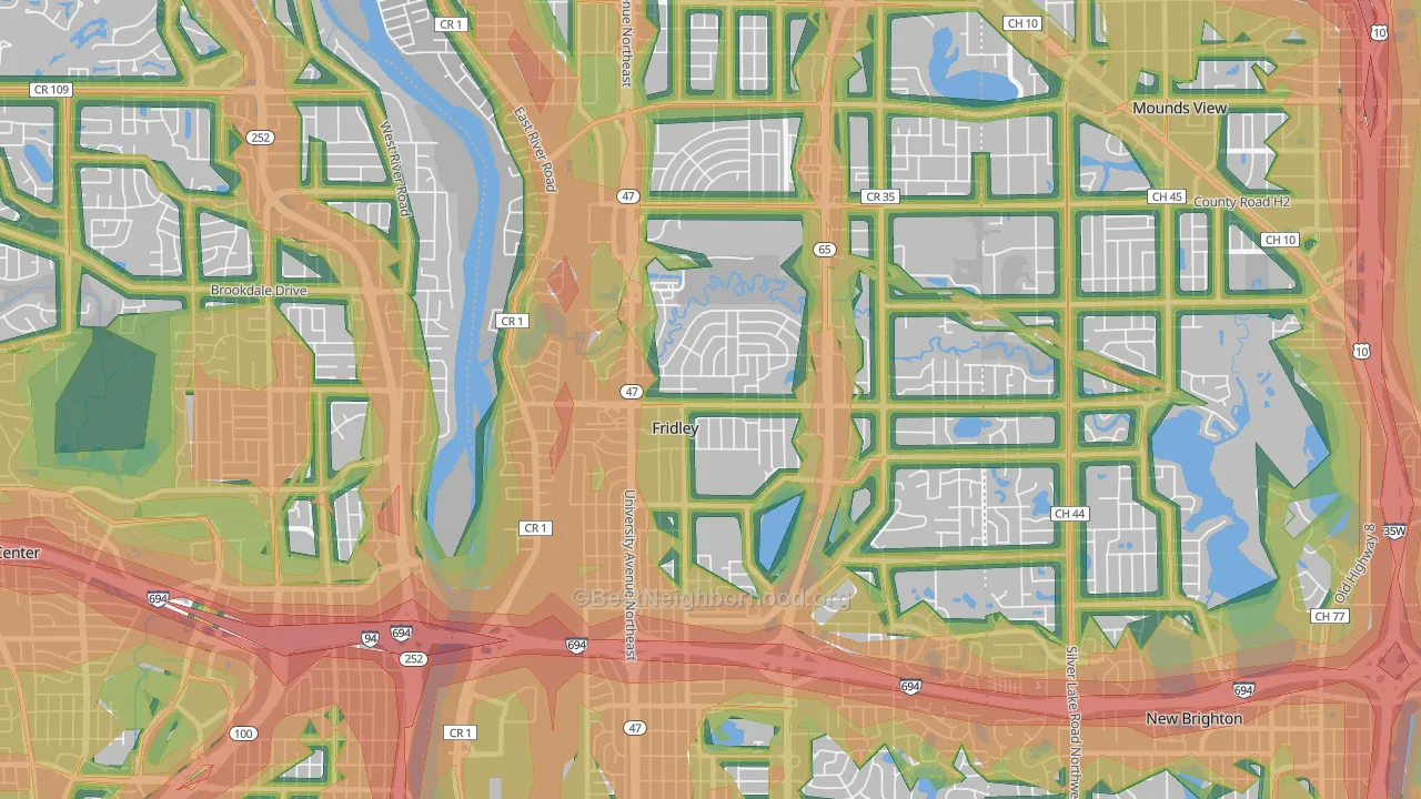 Fridley, MN Map of Noise Levels in Fridley