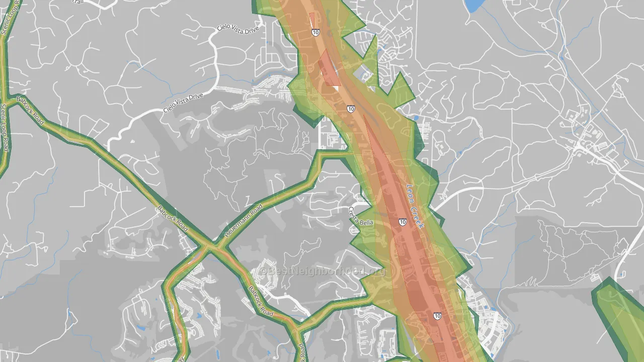Friends of Friedrich Wilderness Park, San Antonio, TX Map of Noise Levels in Friends of Friedrich Wilderness Park