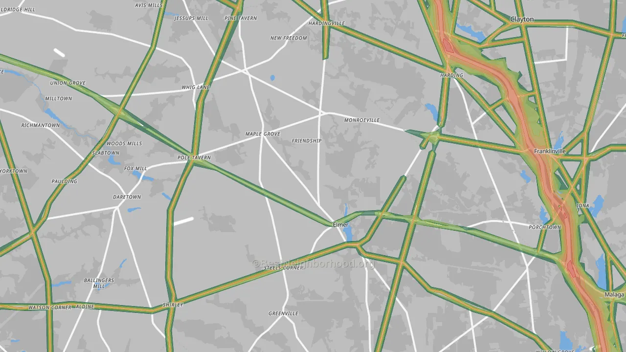 Friendship, NJ Map of Noise Levels in Friendship