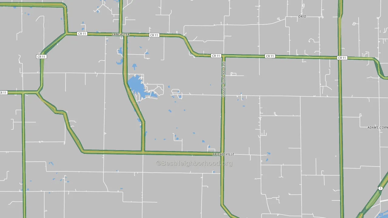 Friendsville, IL Map of Noise Levels in Friendsville