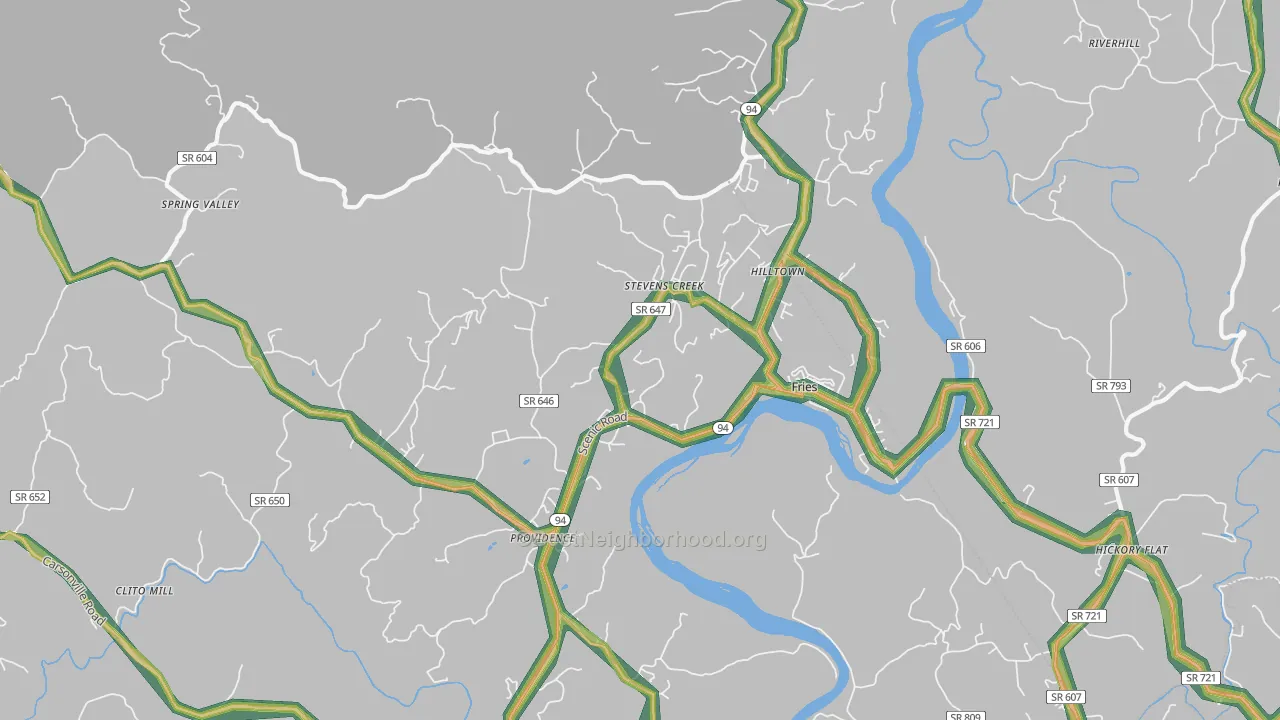 Fries, VA Map of Noise Levels in Fries