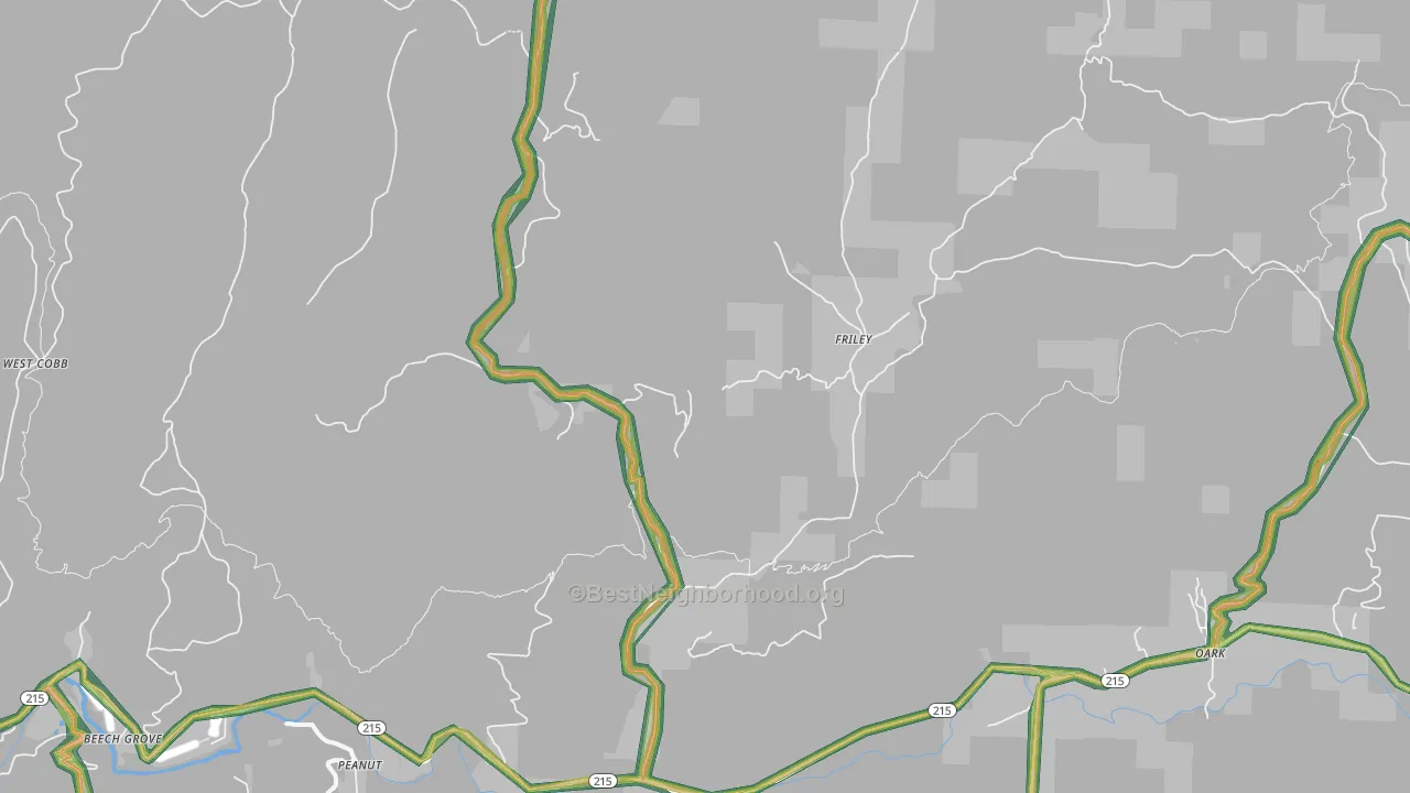 Friley, AR Map of Noise Levels in Friley
