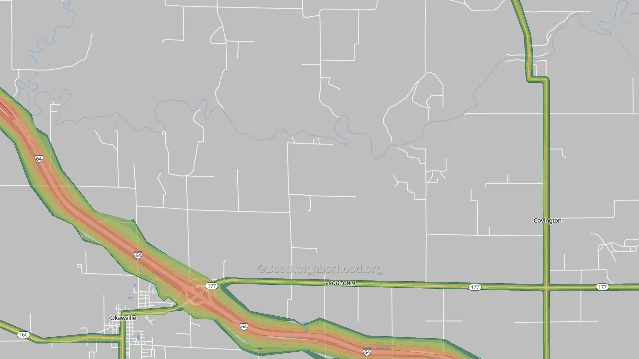 Frogtown, IL Map of Noise Levels in Frogtown