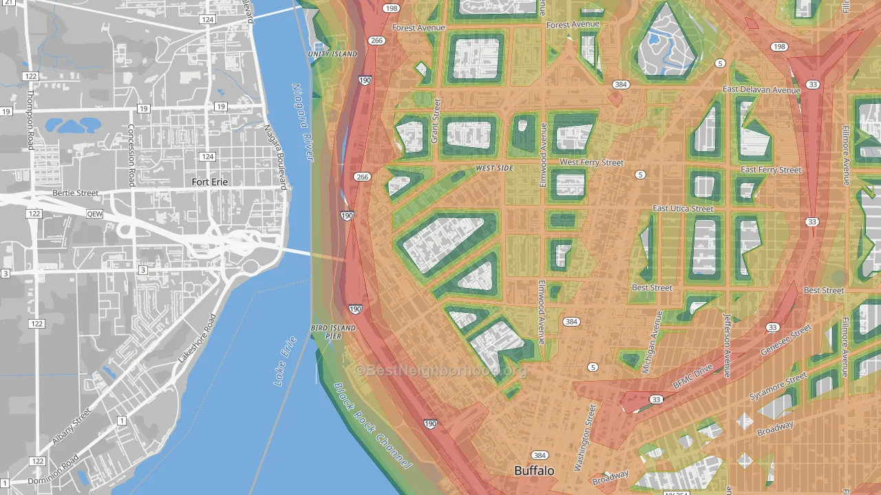 Front Park, Buffalo, NY Map of Noise Levels in Front Park