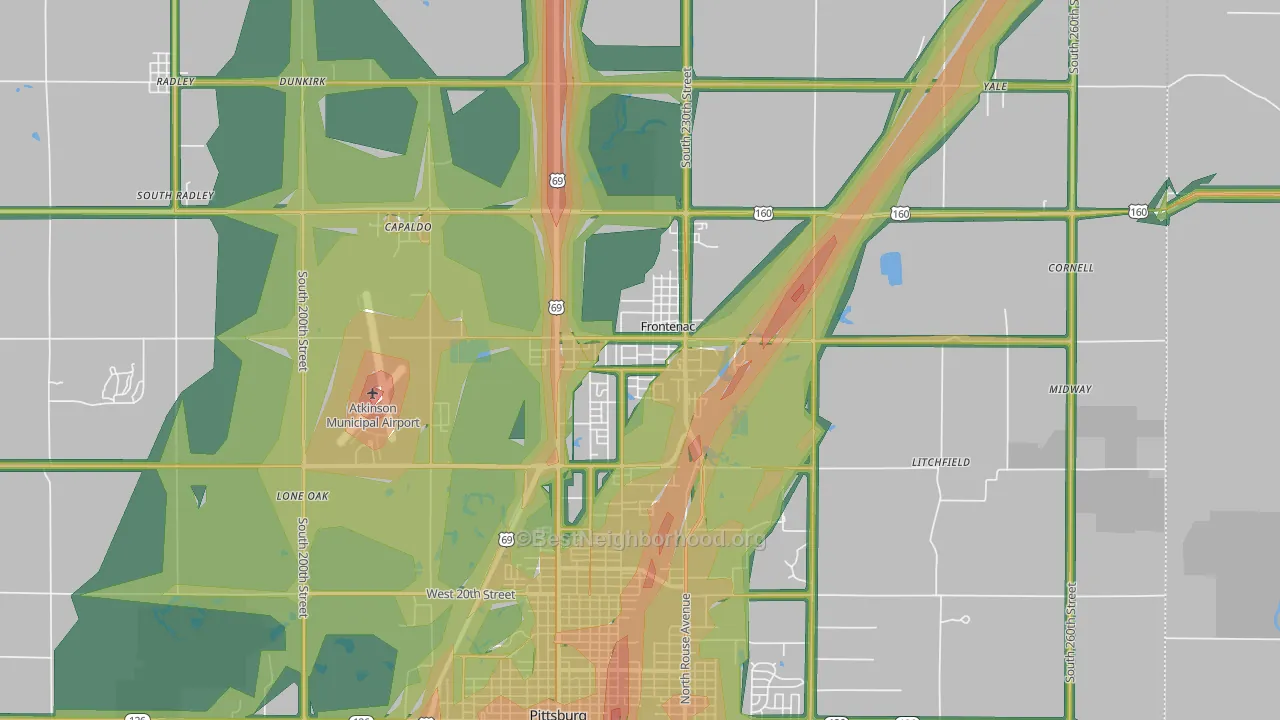 Frontenac, KS Map of Noise Levels in Frontenac