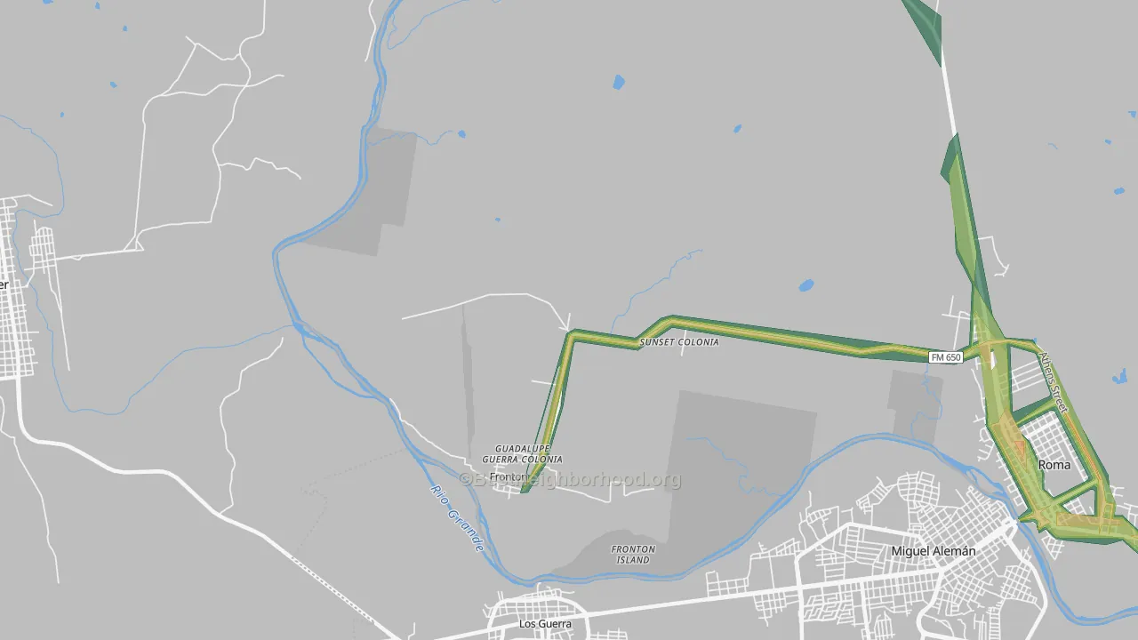 Fronton, TX Map of Noise Levels in Fronton