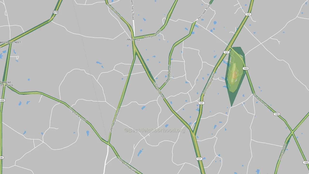 Fruit Hill, SC Map of Noise Levels in Fruit Hill
