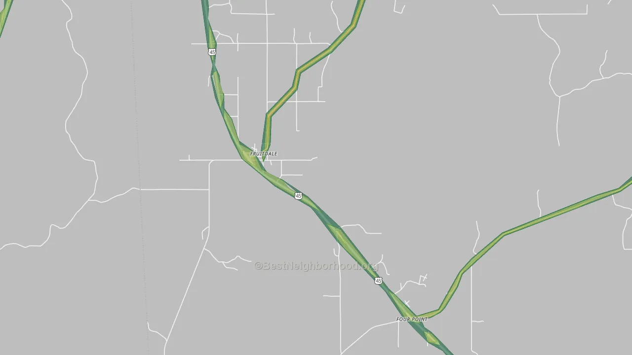 Fruitdale, AL Map of Noise Levels in Fruitdale