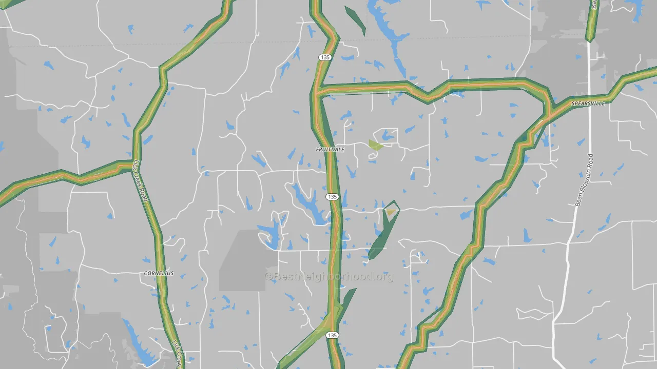 Fruitdale, IN Map of Noise Levels in Fruitdale