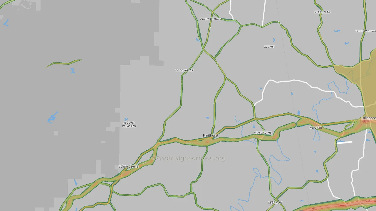 Fruithurst, AL Map of Noise Levels in Fruithurst
