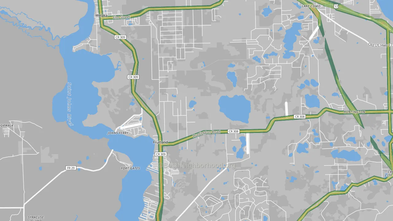 Fruitland, FL Map of Noise Levels in Fruitland