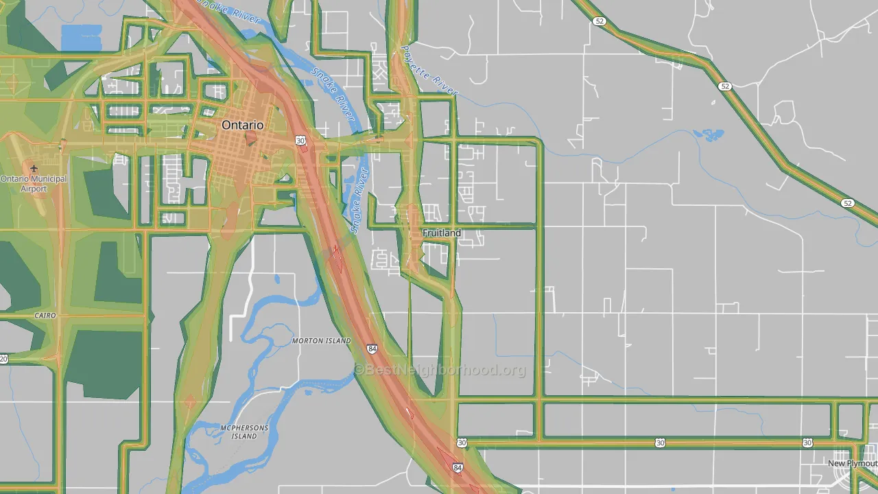 Fruitland, ID Map of Noise Levels in Fruitland