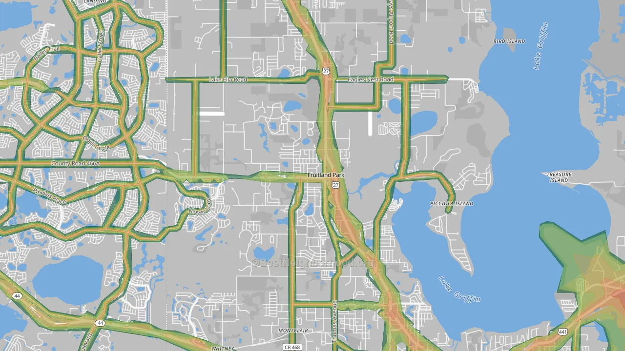 Fruitland Park, FL Map of Noise Levels in Fruitland Park