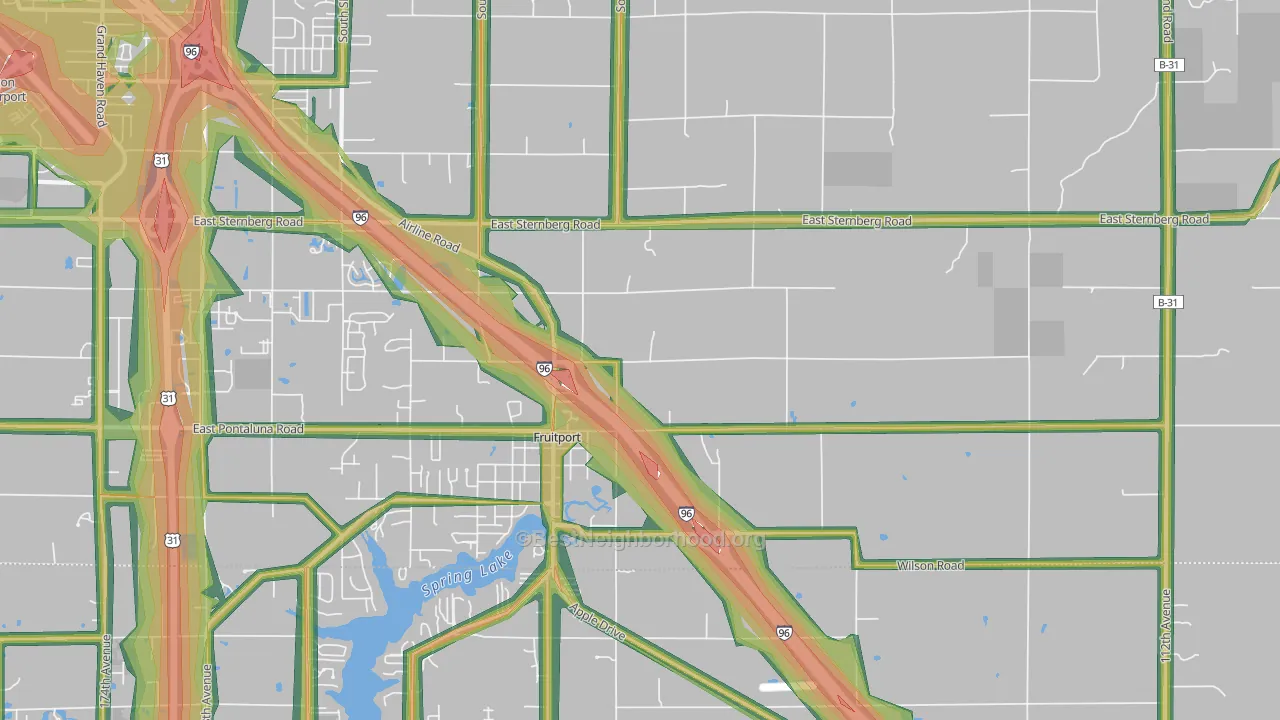 Fruitport, MI Map of Noise Levels in Fruitport