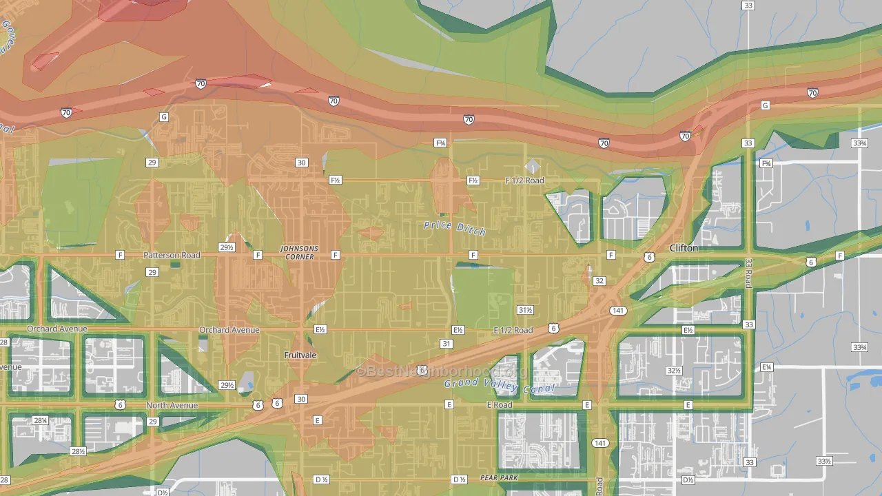 Fruitvale, CO Map of Noise Levels in Fruitvale