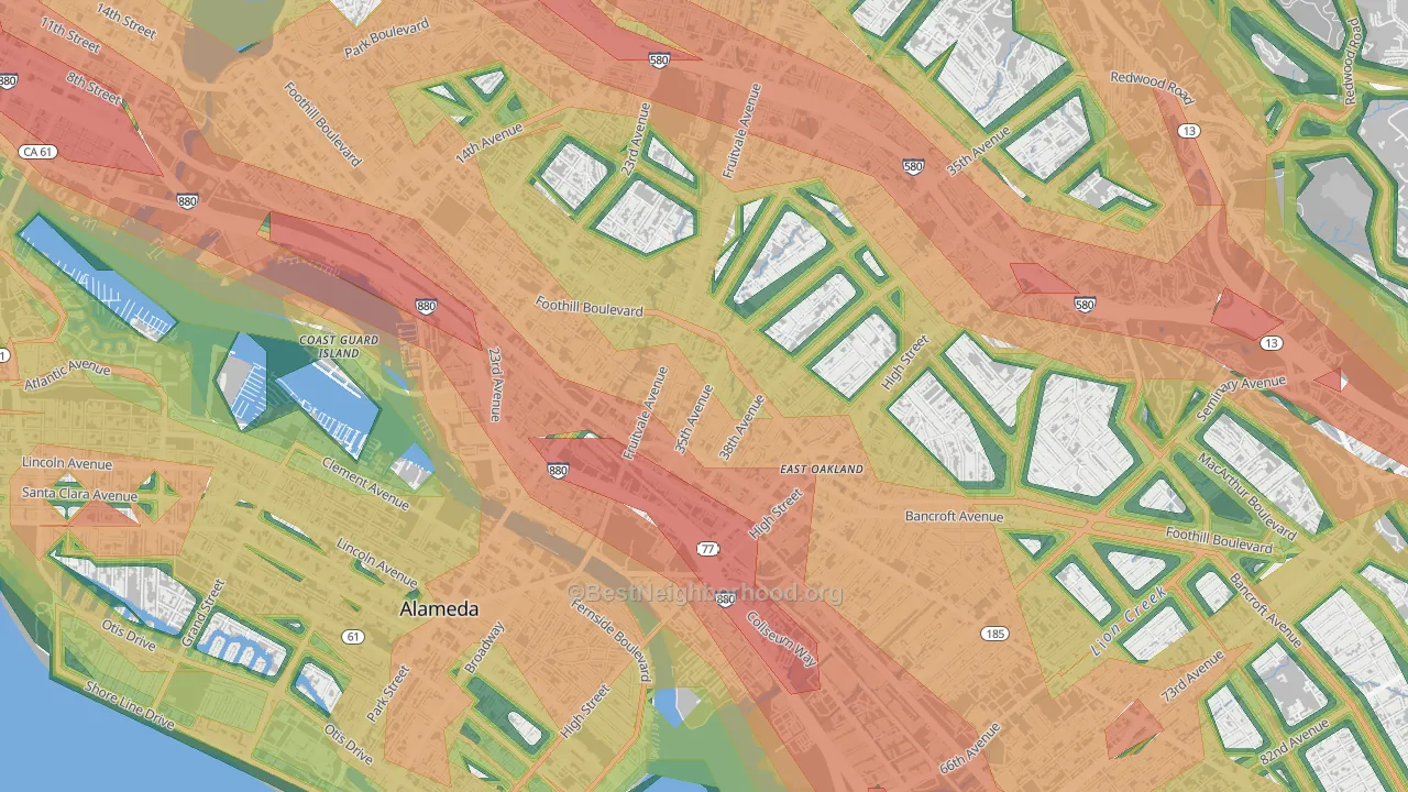 Fruitvale Station, Oakland, CA Map of Noise Levels in Fruitvale Station