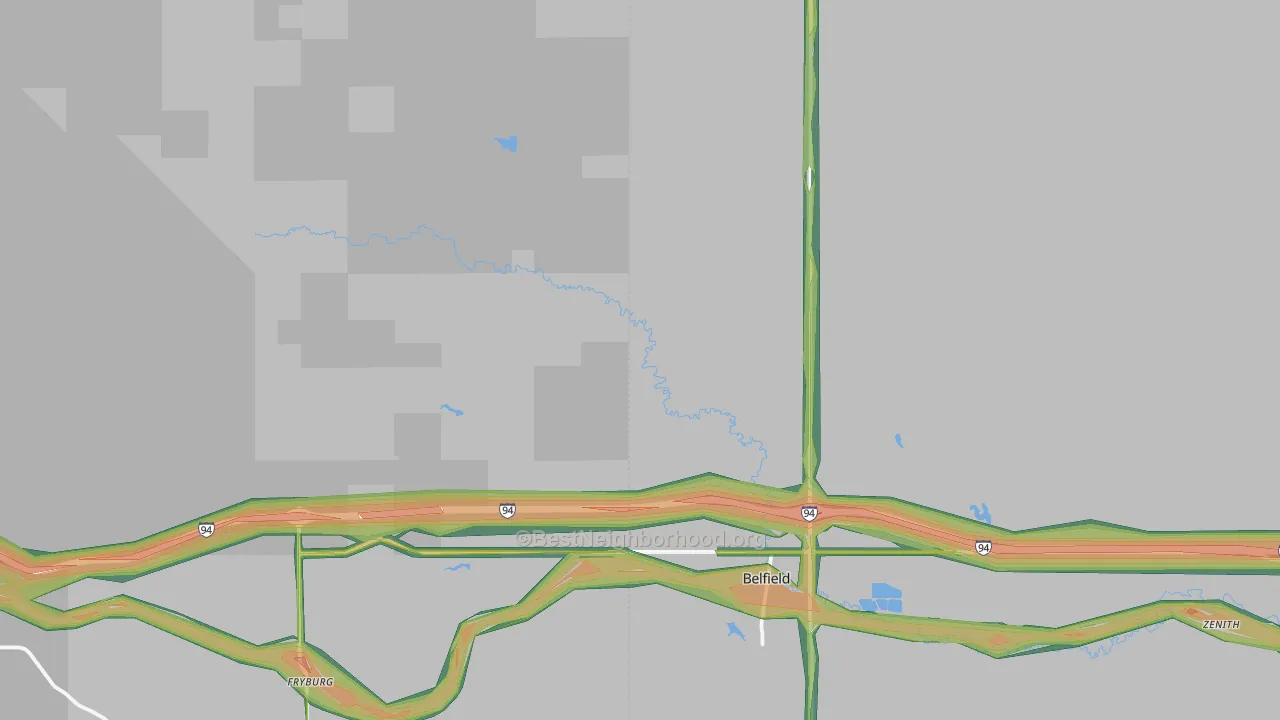 Fryburg, ND Map of Noise Levels in Fryburg