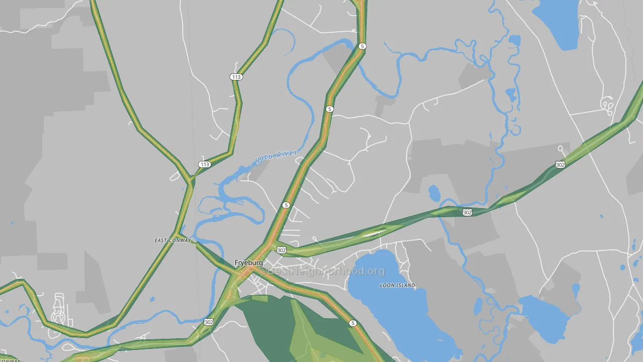 Fryeburg, ME Map of Noise Levels in Fryeburg